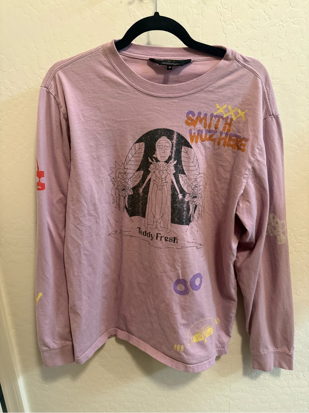 Teddy Fresh Lavender Graphic Long Sleeve Tee with Multicolor Accents